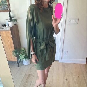 Haute Hippie army green 100% sold dress with belt, size small